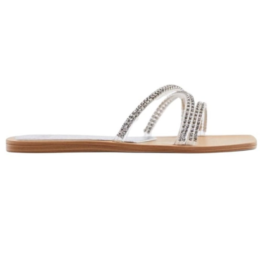 ZARA RHINESTONE FLAT SANDALS SILVER | 3822/910 - Picture 3 of 5